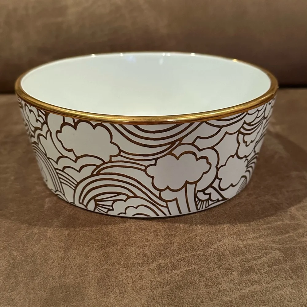 Oh Joy White and Gold Dog Bowl